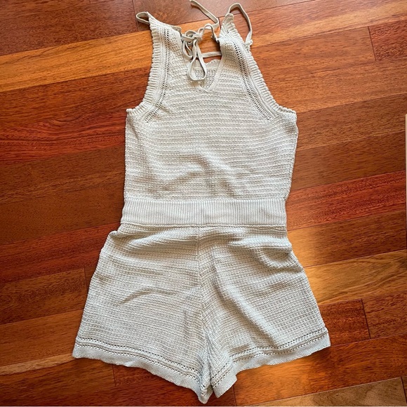 Elegant Knit Romper in Light Blue - Picture 2 of 9